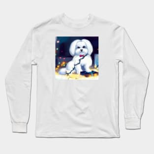 Cute Maltese Dog Drawing Long Sleeve T-Shirt